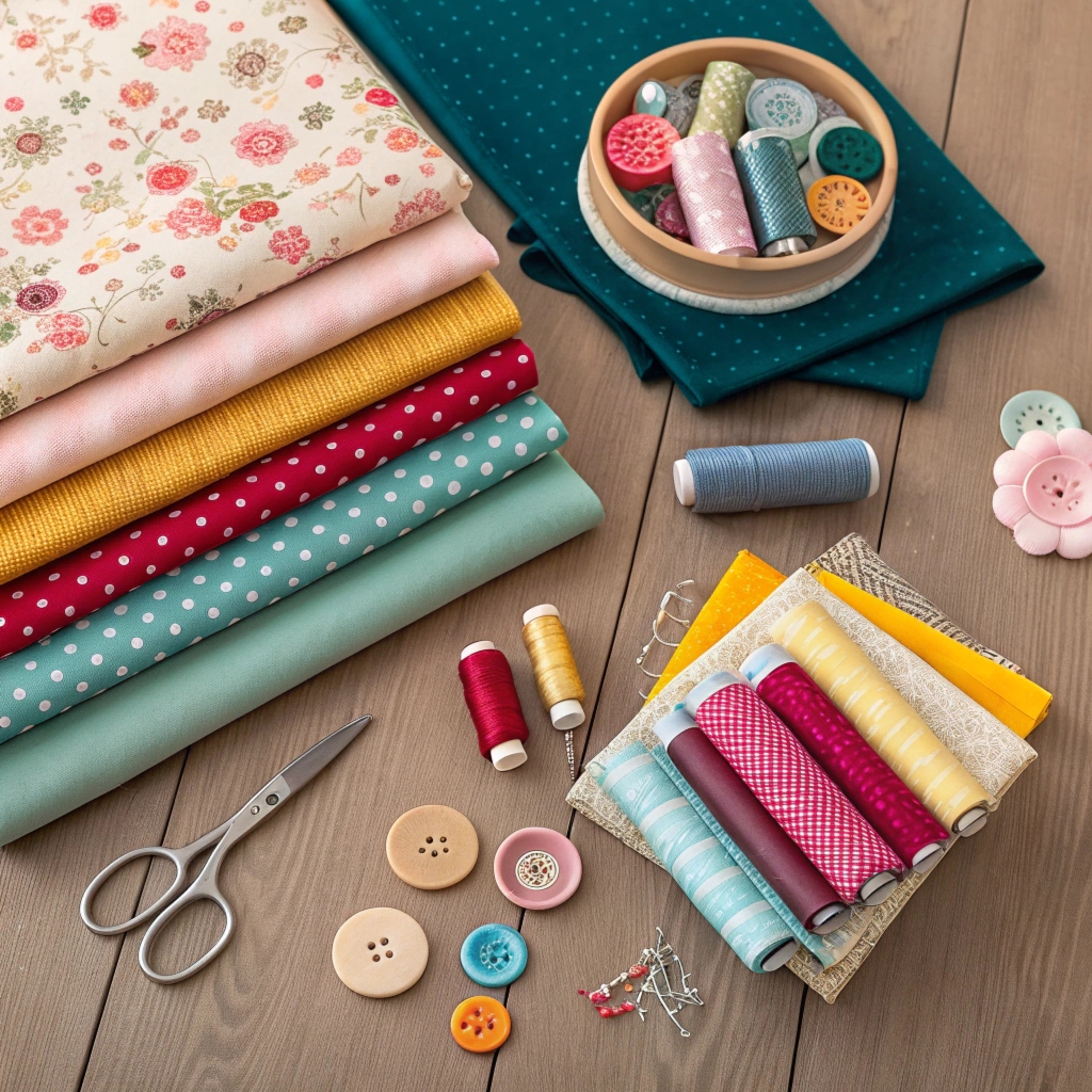 Fabric bolts neatly arranged